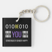 Niet-binaire Genderqueer Happy Sleutelhanger (Achterkant)