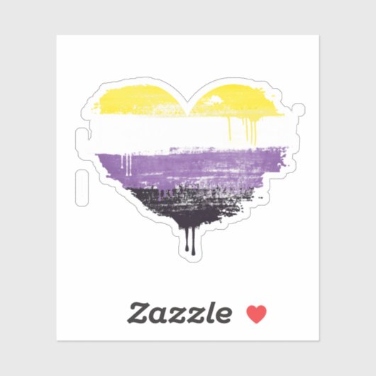 Niet-binaire geverfde hart Sticker (Vel)