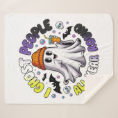 Niet-binaire grappige Halloween - Ik spook mensen Sherpa Deken (Voorkant (horizontaal))