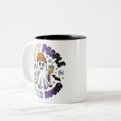 Niet-binaire grappige Halloween - Ik spook mensen Tweekleurige Koffiemok (Voorkant links)