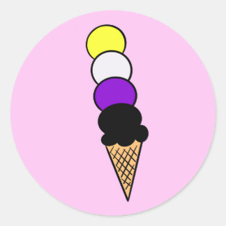 Niet-binaire ijskegel (LGBTQ+ Ice Creams Pride Ronde Sticker