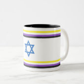 Niet-binaire Israël Pride-vlag Tweekleurige Koffiemok (Voorkant rechts)
