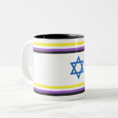 Niet-binaire Israël Pride-vlag Tweekleurige Koffiemok (Voorkant links)