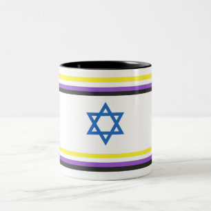 Niet-binaire Israël Pride-vlag Tweekleurige Koffiemok