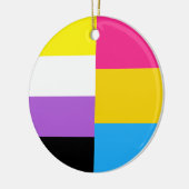 Niet-binaire pansexuele dubbele Pride Flag Kerstmi Keramisch Ornament (Links)