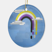 Niet-Binaire Pride Flag Minimalist Drip Rainbow Keramisch Ornament (Links)