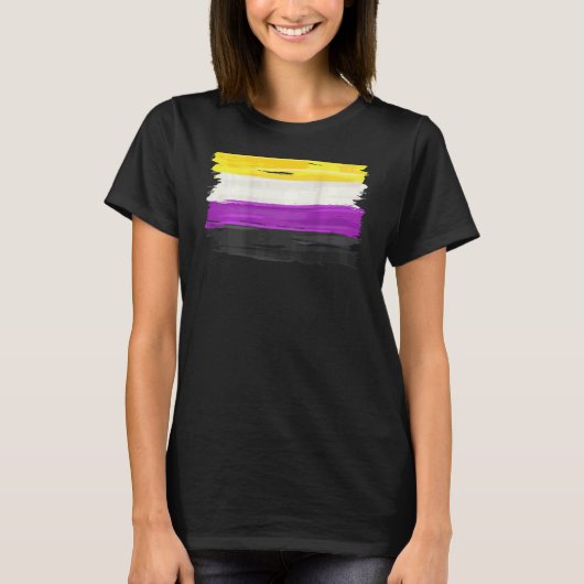  niet binaire Pride Flag Stuff Print op de rug T-shirt (Voorkant)