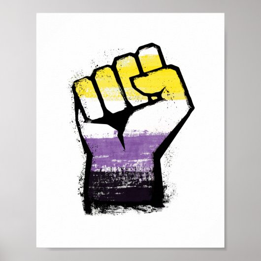 Niet-binaire Pride Protest Vuist Poster (Voorkant)