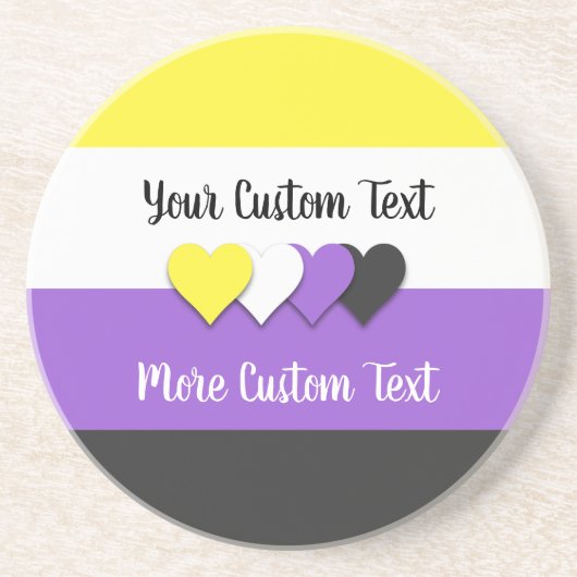 Niet-binaire pride vlag met harten onderzetter (Voorkant)