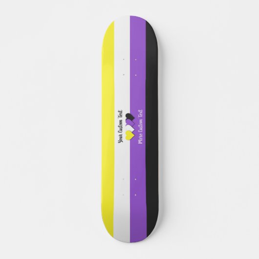 Niet-binaire pride vlag met harten persoonlijk skateboard (Voorkant)