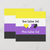 Niet-binaire pride vlag met harten platte kaarten (Voorkant / Achterkant)
