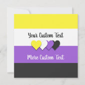 Niet-binaire pride vlag met harten platte kaarten (Voorkant)