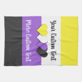 Niet-binaire pride vlag met harten theedoek (Horizontaal)