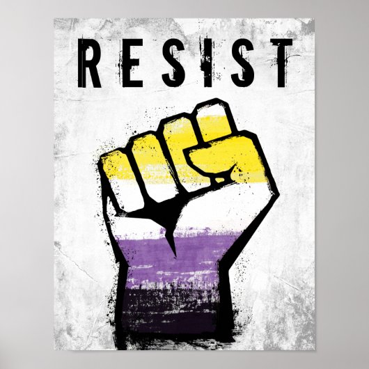 Niet-binaire Pride Vuist Poster (Voorkant)