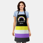 Niet-Binaire pridevlag en regenboog met een tekst Schort (Gedragen)