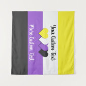 Niet-binaire pridevlag met hartenlint wandkleed (Voorkant (horizontaal))