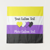 Niet-binaire pridevlag met hartenlint wandkleed (Voorkant)