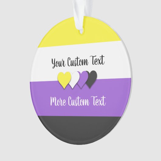 Niet-binaire pridevlag met tekst ornament (voorkant)