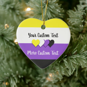 Niet-binaire pridevlag met tekstversiering keramisch ornament