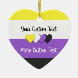 Niet-binaire pridevlag met tekstversiering keramisch ornament
