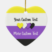 Niet-binaire pridevlag met tekstversiering keramisch ornament (Achterkant)