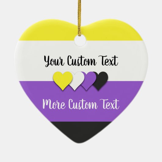 Niet-binaire pridevlag met tekstversiering keramisch ornament (Achterkant)