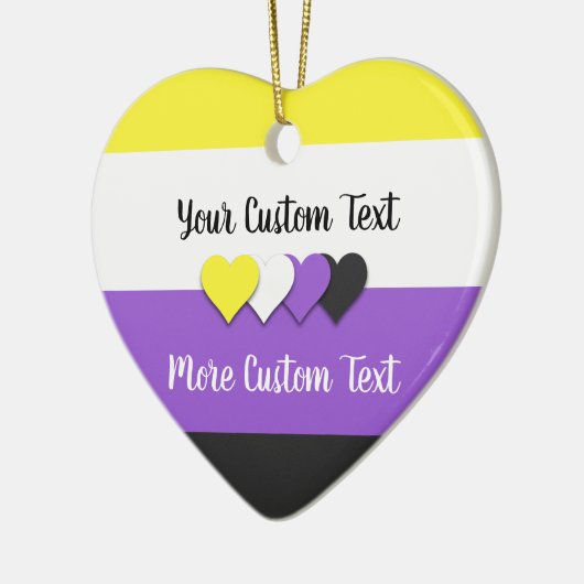 Niet-binaire pridevlag met tekstversiering keramisch ornament (Links)