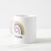 Niet-binaire regenboog gepersonaliseerd koffiemok (Voorkant links)