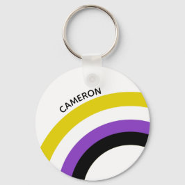 Niet-binaire regenboog niet-binaire vlagmonogram sleutelhanger