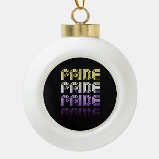 Niet-binaire Retro Pride Keramische Bal Ornament (Voorkant)