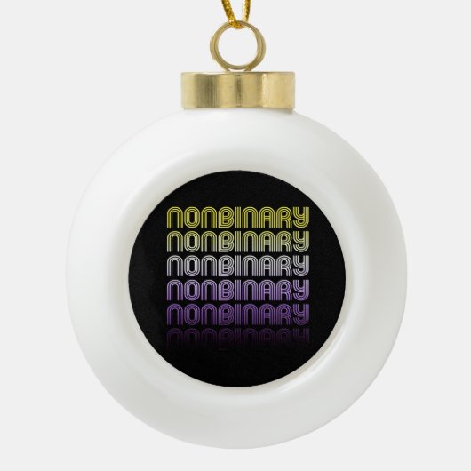 Niet-binaire Retro Pride Keramische Bal Ornament (Voorkant)