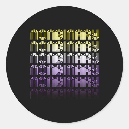 Niet-binaire Retro Pride Ronde Sticker (Voorkant)