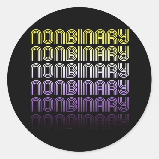 Niet-binaire Retro Pride Ronde Sticker (Voorkant)