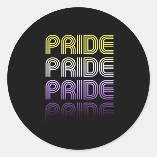 Niet-binaire Retro Pride Ronde Sticker (Voorkant)