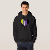 Niet-binaire trots druppelend hart hoodie (Voorkant volledig)