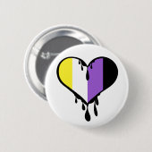 Niet-binaire trots druppelend hart ronde button 5,7 cm (Voorkant /achterkant)