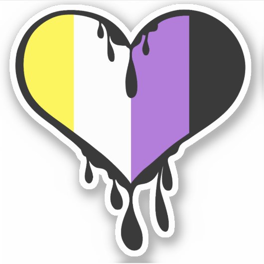 Niet-binaire trots druppelend hart sticker (Voorkant)