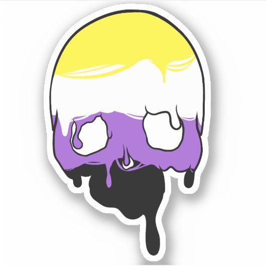 Niet-binaire trots druppelende schedel sticker (Voorkant)