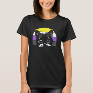 Niet-binaire trots kat met volledige vlag achtergr t-shirt