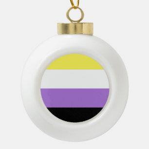 Niet-binaire trotsvlag keramische bal ornament