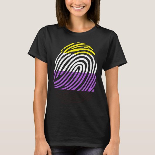 Niet-binaire vingerafdruk t-shirt (Voorkant)