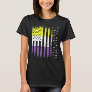 Niet-binaire vlag Enby Echte leiders leiden tot li T-shirt