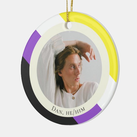 Niet-binaire vlag pride cadeau foto Ornament (Links)