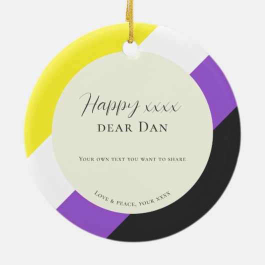 Niet-binaire vlag pride cadeau foto Ornament (Achterkant)