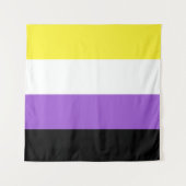 Niet-binaire vlag Vierkant LGBT Wandkleed (Voorkant (horizontaal))