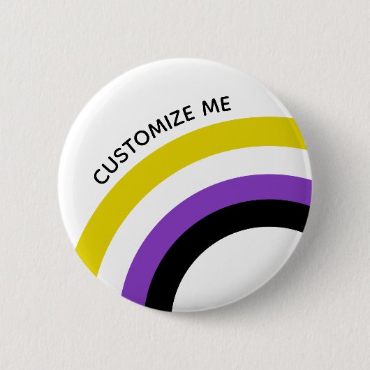 Niet-bindende regenboog niet-Binaire Vlag Douane Ronde Button 5,7 Cm (Voorkant)