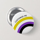 Niet-bindende regenboog niet-Binaire Vlag Douane Ronde Button 5,7 Cm (Voorkant /achterkant)