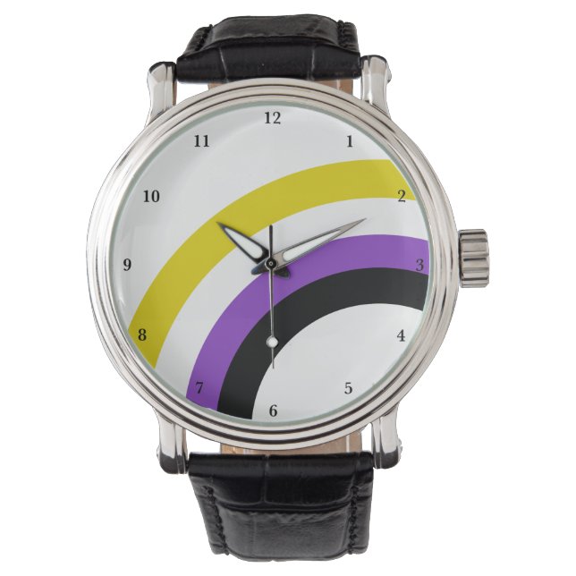 Niet-bindende regenboogpride, gepersonaliseerd horloge (Voorkant)