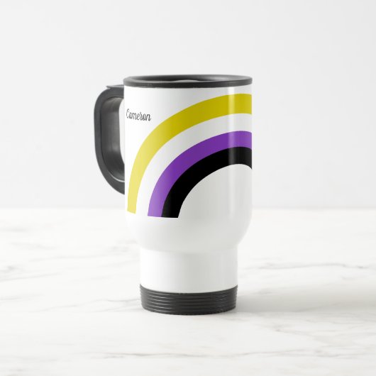 Niet-bindende regenboogpride vlag gepersonaliseerd reisbeker (Voorkant links)