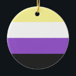 Niet-bindende vlag keramisch ornament<br><div class="desc">Non-Binaire Vlag,  niet-Binair,  niet binair,  enby,  nonbinary,  pride,  vlag,  agender,  gender,  geslacht,  pangender,  bigender</div>